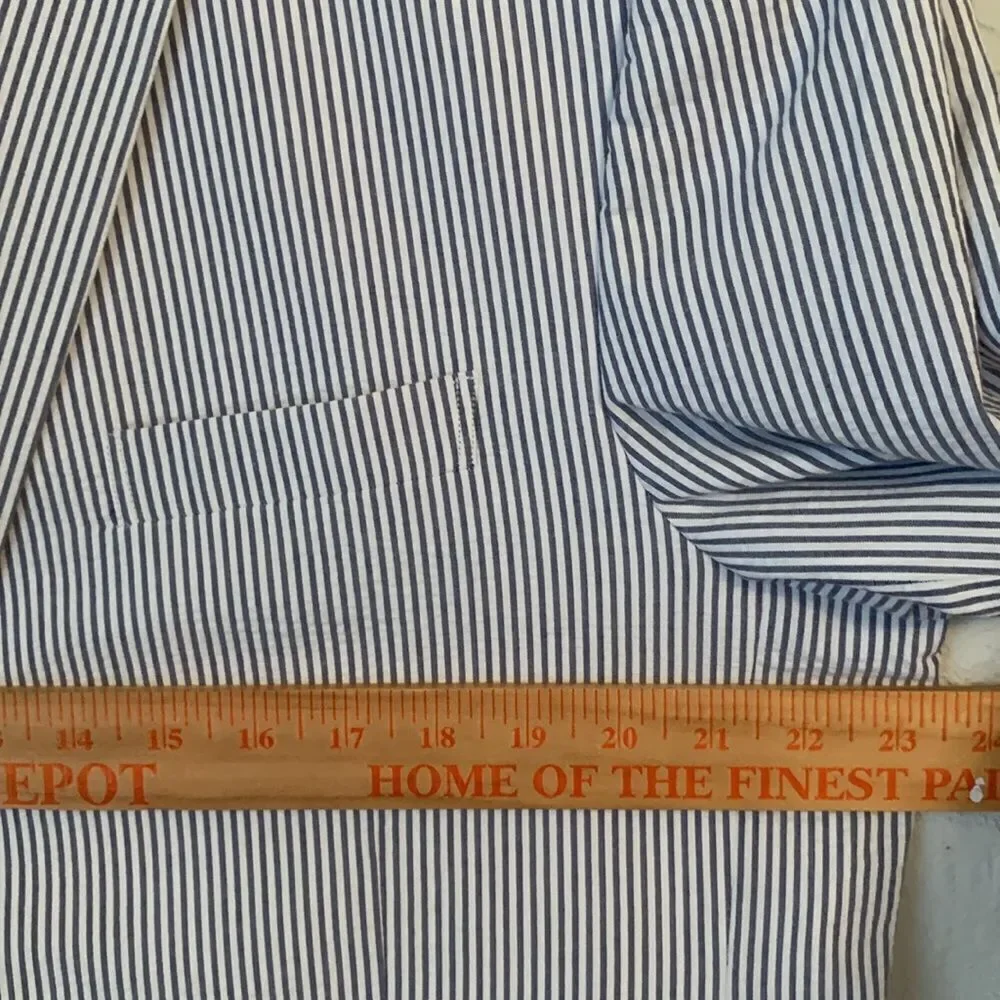 Jos.A Bank Cotton Blue White Striped Men's Blazer Pockets Two Button Size 48R